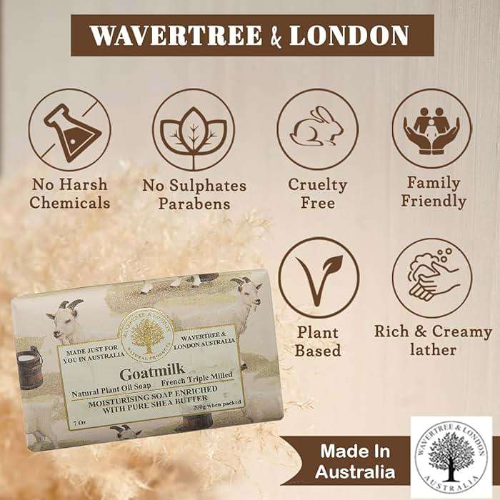 Wavertree & London Natural Goat Milk Soap Bars (2 Bars) – 7oz Individually Wrapped, French Triple Milled Moisturizing Bath Bar Soap Enriched with Shea Butter, Chemical-Free Sensitive Skin Bar Soap - Image 2