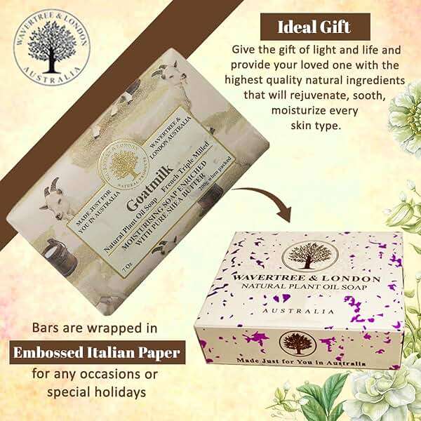 Wavertree & London Natural Goat Milk Soap Bars (2 Bars) – 7oz Individually Wrapped, French Triple Milled Moisturizing Bath Bar Soap Enriched with Shea Butter, Chemical-Free Sensitive Skin Bar Soap - Image 7