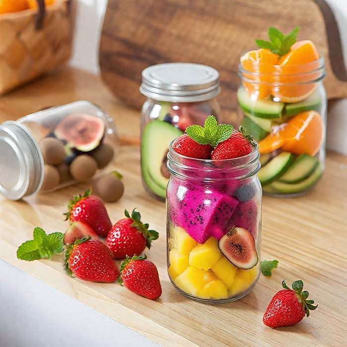 Accguan Mason Jars,Glass Jars With Lids 12 oz,Canning Jars For Pickles And Kitchen Storage,Wide Mouth Spice Jars With Silver Lids For Honey,Caviar,Herb,Jelly,Jams,Set of 20 - Image 2