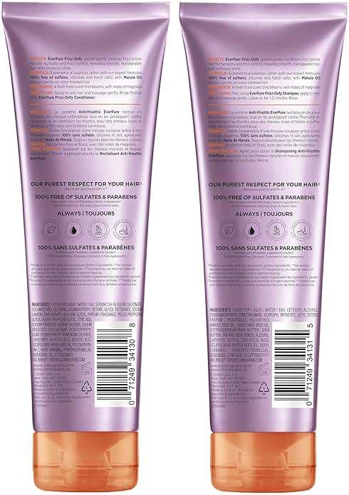 L'Oreal Paris Frizz Defy Shampoo and Conditioner Set, Frizz Control Hair Care with Marula Oil, EverPure, 8.5 Fl Oz, Set of 2 - Image 9