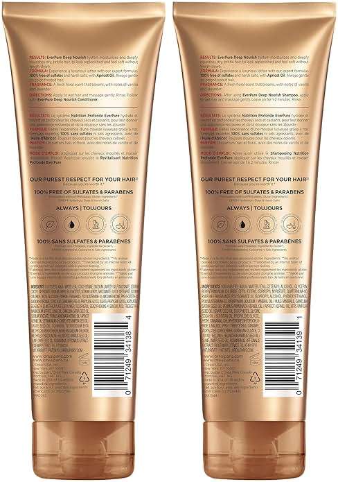 L'Oreal Paris Sulfate Free Shampoo and Conditioner for Dry Hair, Triple Action Hydration for Dry, Brittle or Color Treated Hair, Apricot Oil Infused Hair Care, EverPure, 8.5 Fl Oz, Set of 2 - Image 10