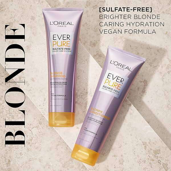 L'Oreal Paris Blonde Sulfate Free Shampoo and Conditioner for Color-Treated Hair, Neutralizes Brass + Balances, EverPure, 8.5 Fl Oz, Set of 2 - Image 2