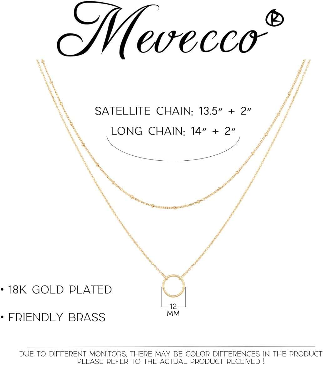 MEVECCO Layered Heart Necklace Pendant Handmade 18k Gold Plated Dainty Gold Choker Arrow Bar Layering Long Necklace for Women - Image 3