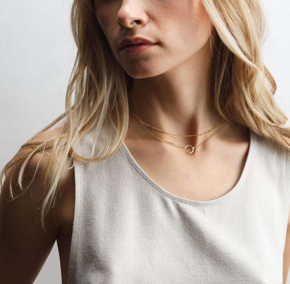 MEVECCO Layered Heart Necklace Pendant Handmade 18k Gold Plated Dainty Gold Choker Arrow Bar Layering Long Necklace for Women - Image 6