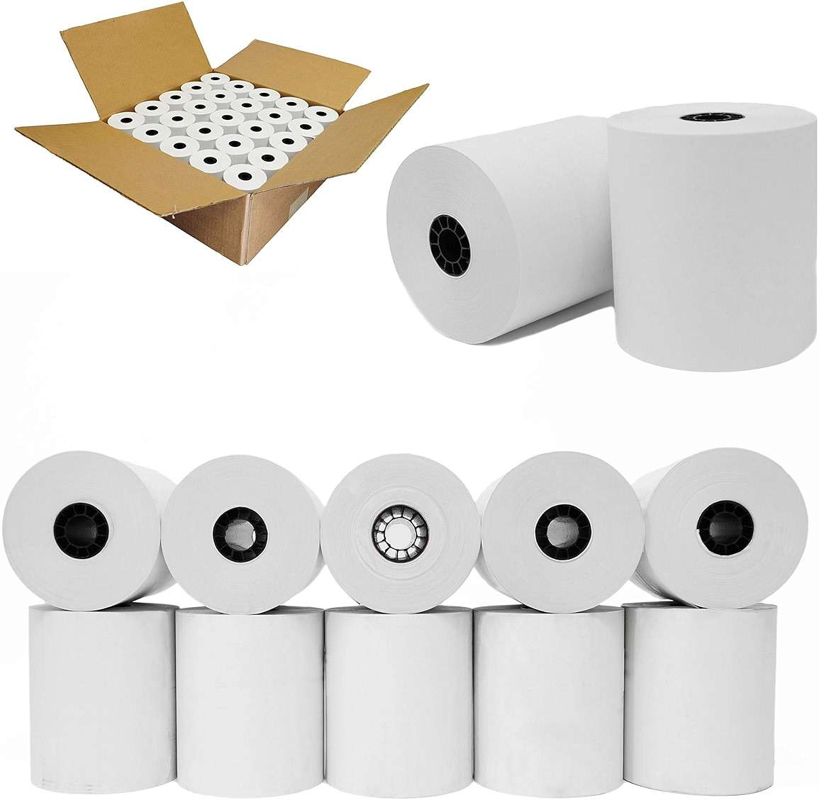 (50 Rolls) 3" x 165' 1-Ply Bond Receipt Paper POS Cash Register Paper | TMU200 SRP275 Star sp 700 Kitchen Printer Paper Rolls from Nayelish - Image 3
