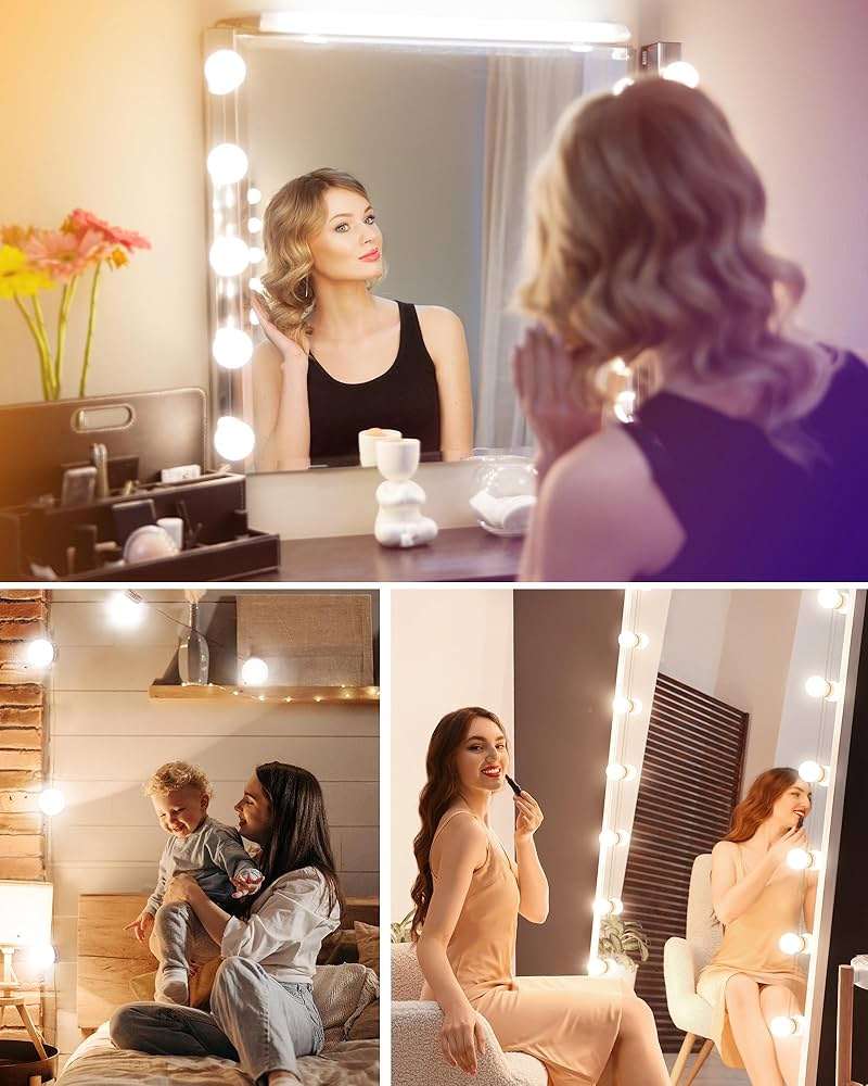 Brightown 14 Bulb Dimmable Hollywood Makeup Mirror Lights, 22Ft Adjustable Vanity Lighting Fixtures for Full Length Mirror (Mirror Not Included) - Image 6