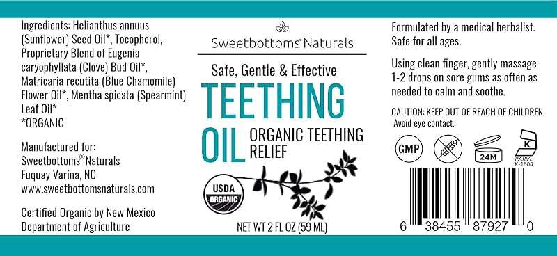 Certified Organic Teething Oil - Ease Teething Discomfort & Sore Gums Quickly & Effectively - Natural Vegan Botanical Ingredients - 2 oz Bottle with Glass Dropper - Baby Teething Relief - Image 3