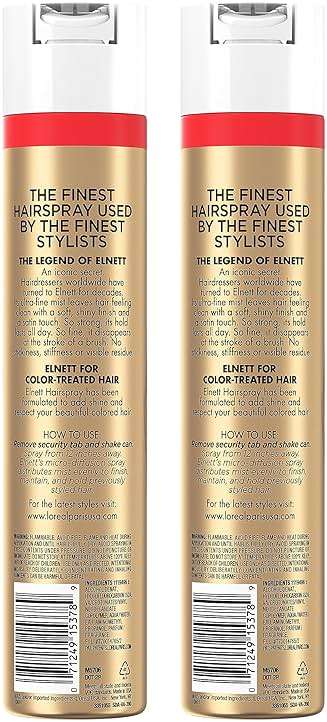 L'Oreal Paris Elnett Classic Hairspray, Suitable for Color Treated Hair, up to 72HR Extra Strong Hold Formula with Humidity Resistant Frizz Control, Hairspray with Soft Brushable Finish, 11 oz, 2 Pack - Image 8