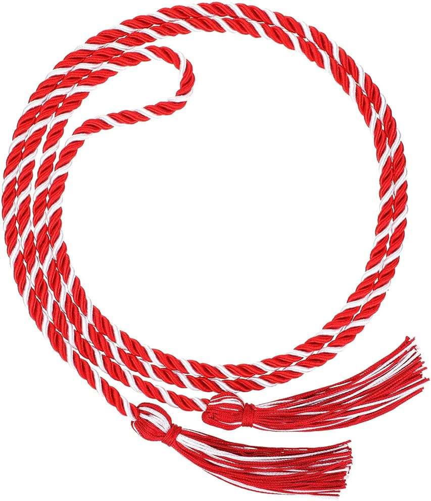 TecUnite Graduation Cords Honor 2026 Polyester Yarn Decorative 67" Long Garland Twist Ties with Tassels for Bachelor Gown Graduation(Red with White) - Image 3