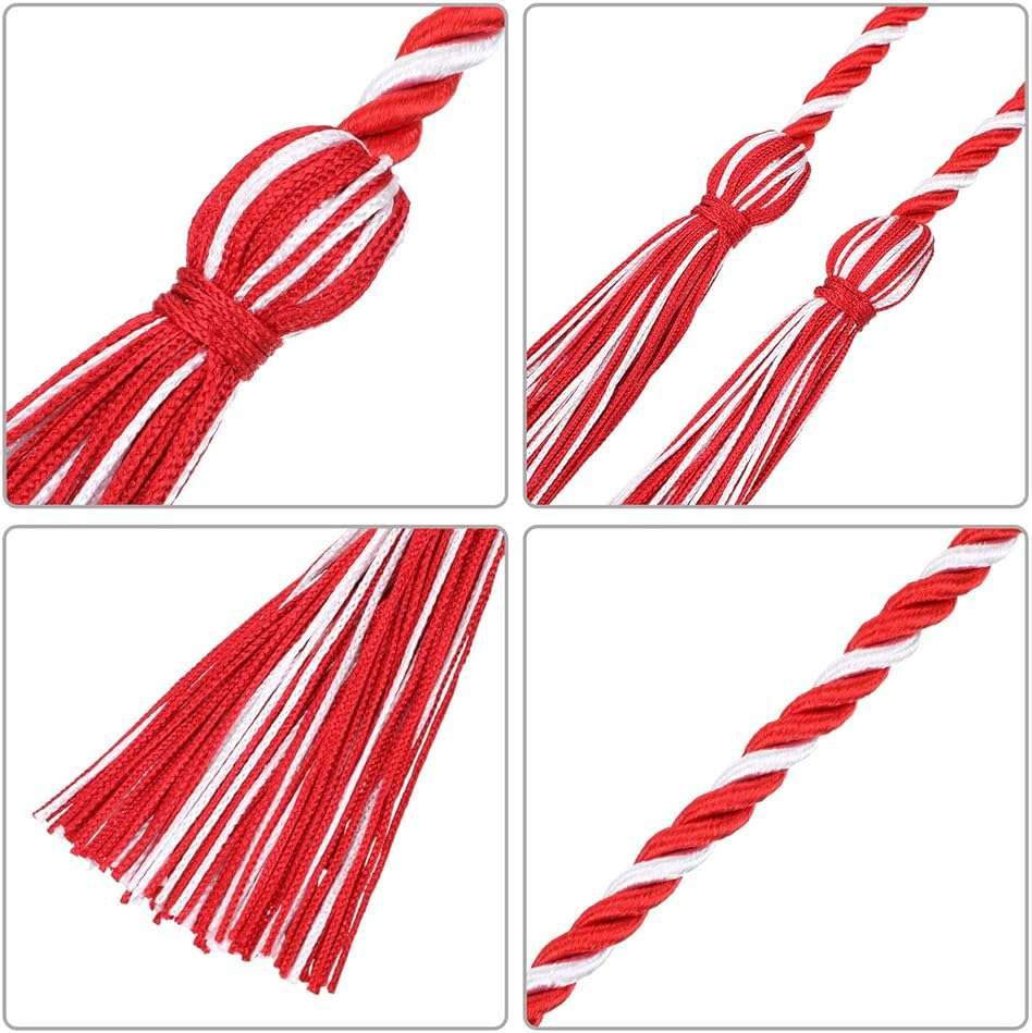 TecUnite Graduation Cords Honor 2026 Polyester Yarn Decorative 67" Long Garland Twist Ties with Tassels for Bachelor Gown Graduation(Red with White) - Image 4