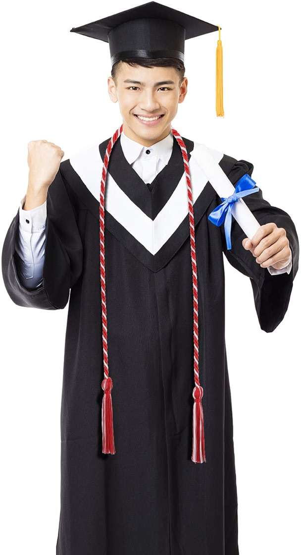 TecUnite Graduation Cords Honor 2026 Polyester Yarn Decorative 67" Long Garland Twist Ties with Tassels for Bachelor Gown Graduation(Red with White) - Image 6