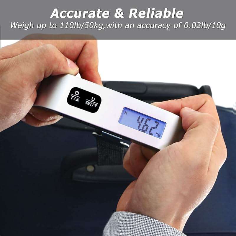 travel inspira Digital Luggage Scale – Portable Hanging Suitcase Weight Scale for Travel, 110 lb Capacity, Backlit LCD Display, Prevents Airport Overweight Fees, Battery Included - Image 3