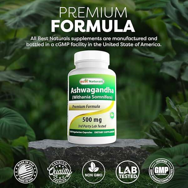 Best Naturals 2 Pack Ashwagandha Capsules for Relaxing Stress and Mood, 500 mg, 120 Count (Total 240 Capsules) - Image 5