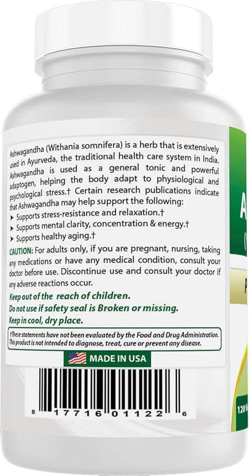 Best Naturals 2 Pack Ashwagandha Capsules for Relaxing Stress and Mood, 500 mg, 120 Count (Total 240 Capsules) - Image 7