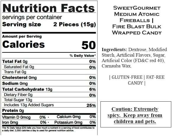SweetGourmet Medium Fireballs Candy | Nuclear Fire Blast | Extremely Spicy Wrapped Hard Candy | 1 Pound - Image 2