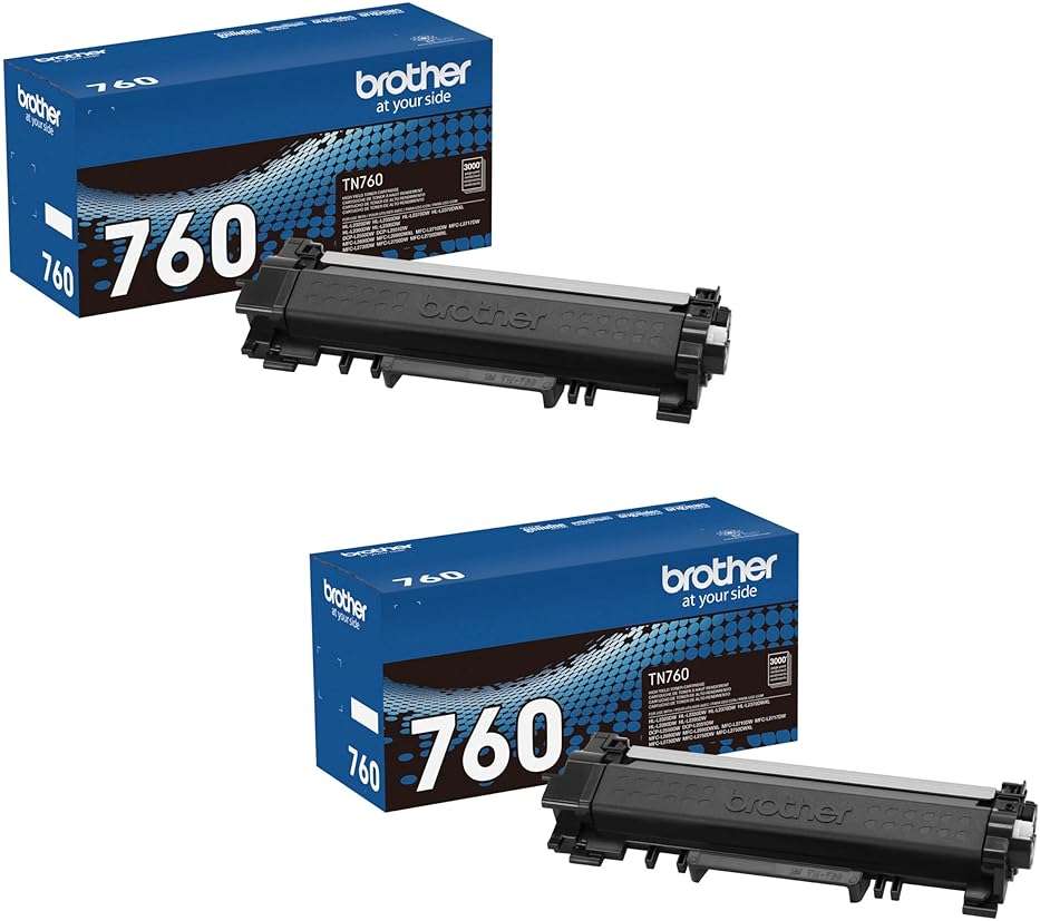 Brother Genuine TN760 High Yield Black Toner Cartridge 2-Pack - Image 1