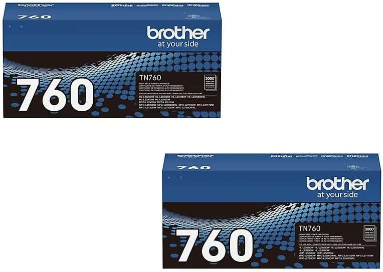 Brother Genuine TN760 High Yield Black Toner Cartridge 2-Pack - Image 3