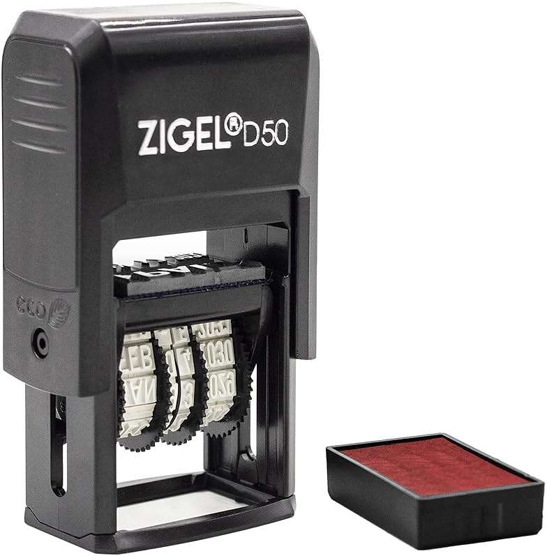 ZIGEL D50 Date Stamp with Scanned - Self Inking Date Stamp - Red - Image 3