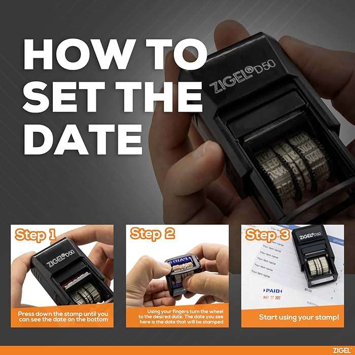 ZIGEL D50 Date Stamp with Scanned - Self Inking Date Stamp - Red - Image 6