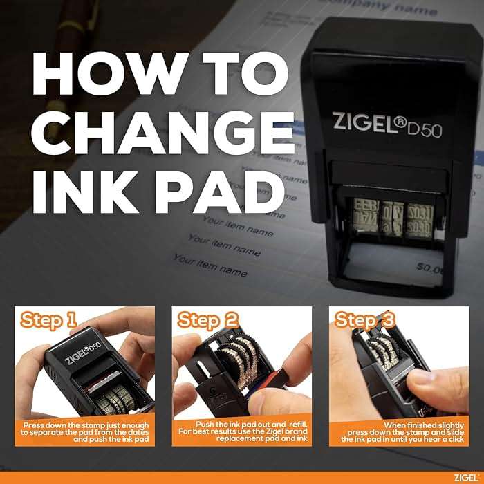 ZIGEL D50 Date Stamp with Scanned - Self Inking Date Stamp - Red - Image 7