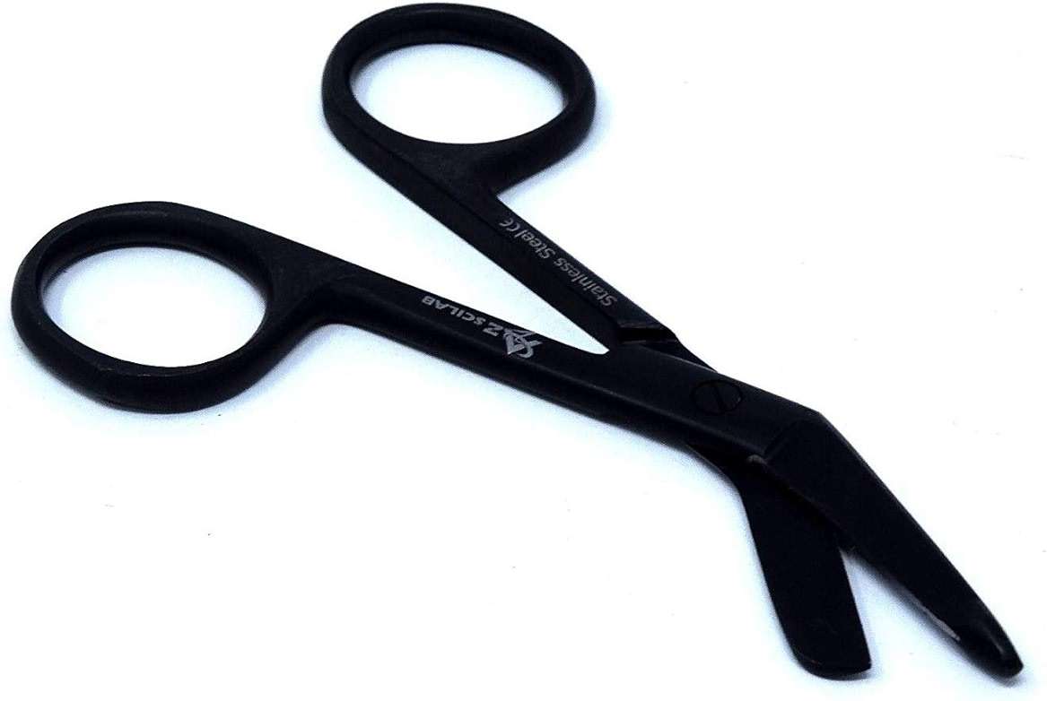 All Black Fluoride Coated Color Lister Bandage Scissors 3.5" (8.9cm), Premium Grade - Image 1