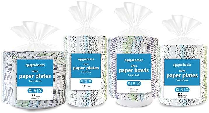 Amazon Basics Ultra Paper Plates, 8.62 Inch, Disposable, 880 Count (4 Pack of 220), Packaging May Vary - Image 8
