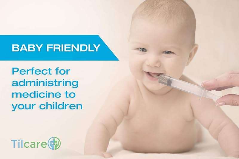 30ml Oral Dispenser Syringe with Cover 50 Pack by Tilcare - Luer Slip Sterile Plastic Medicine Food Droppers for Children, Pets & Adults – Latex-free Medication Dispenser - Large Feeding Tube Syringes - Image 2
