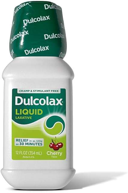 Dulcolax Saline Laxative Liquid, Fast & Gentle Constipation Relief, Natural Laxatives, Softens Stool, Cherry Flavor, Magnesium Hydroxide 1200 mg, 12 fl. oz. - Image 1