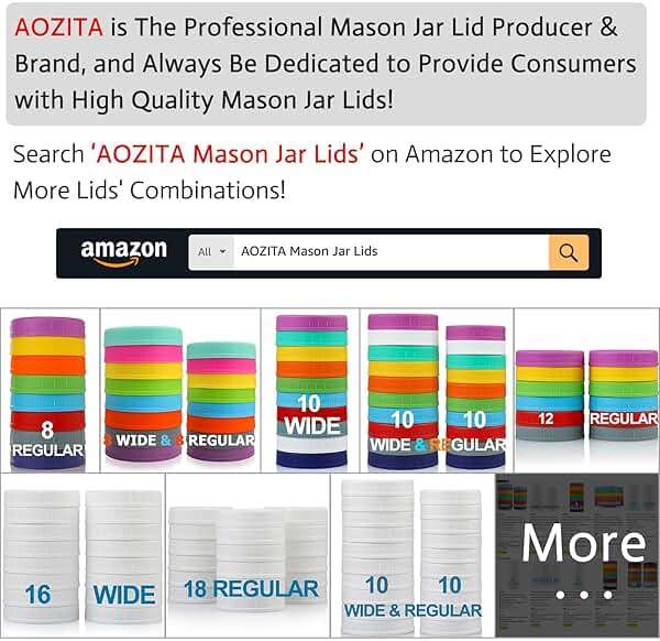 AOZITA [16 Pack] Colored Plastic Mason Jar Lids Fits Ball, Kerr & More - 8 Wide Mouth & 8 Regular Mouth - Storage Caps for Canning Jars, Dishwasher Safe & Food Grade & Leakproof - Image 9