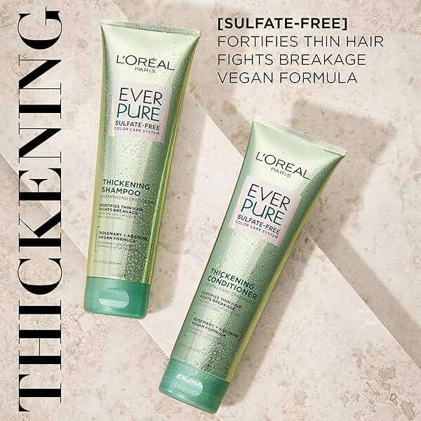 L'Oreal Paris Thickening Sulfate Free Shampoo and Conditioner, Thickens + Strengthens Thin, Fragile Hair, EverPure, 1 Hair Care Kit - Image 3
