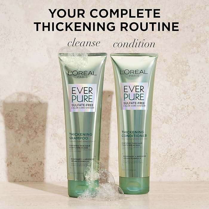 L'Oreal Paris Thickening Sulfate Free Shampoo and Conditioner, Thickens + Strengthens Thin, Fragile Hair, EverPure, 1 Hair Care Kit - Image 7