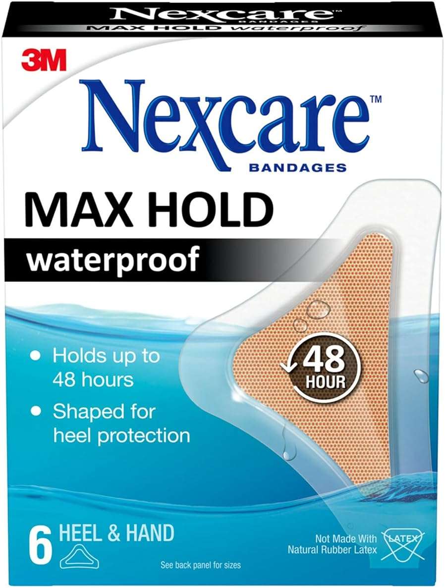 Nexcare Max Hold Waterproof Bandages, Stays On for 48 Hours, Flexible Bandages for Fingers, Hands and Heels - 6 Pack Clear Waterproof Bandages - Image 1