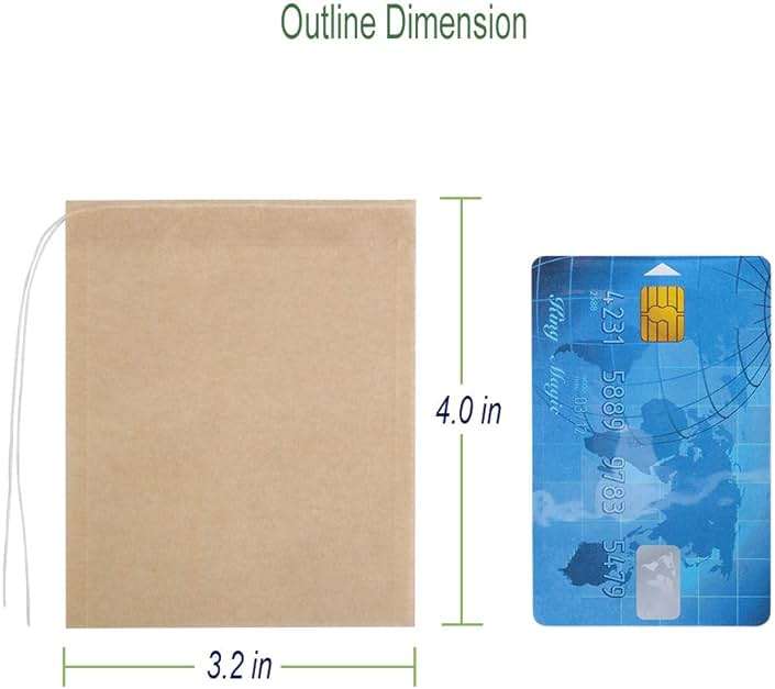 Aksuaple Eco-Fil Disposable Tea Filter Bags for Loose Tea, Wood Pulp Material, Biodegradable and Compostable, Unbleached Empty Tea Infuser Sachets with Drawstring, 100 Pack (3.2inch x 4.0inch) - Image 2