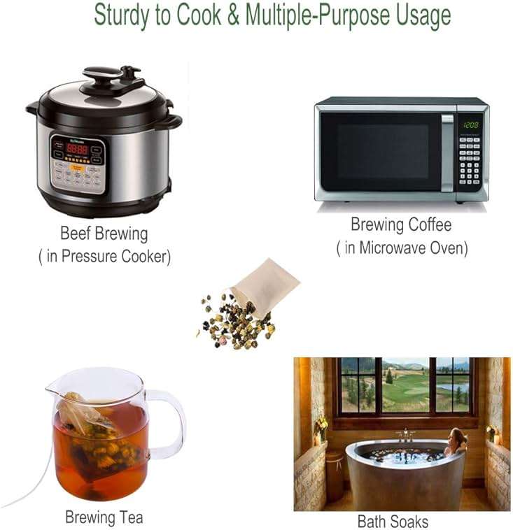 Aksuaple Eco-Fil Disposable Tea Filter Bags for Loose Tea, Wood Pulp Material, Biodegradable and Compostable, Unbleached Empty Tea Infuser Sachets with Drawstring, 100 Pack (3.2inch x 4.0inch) - Image 4