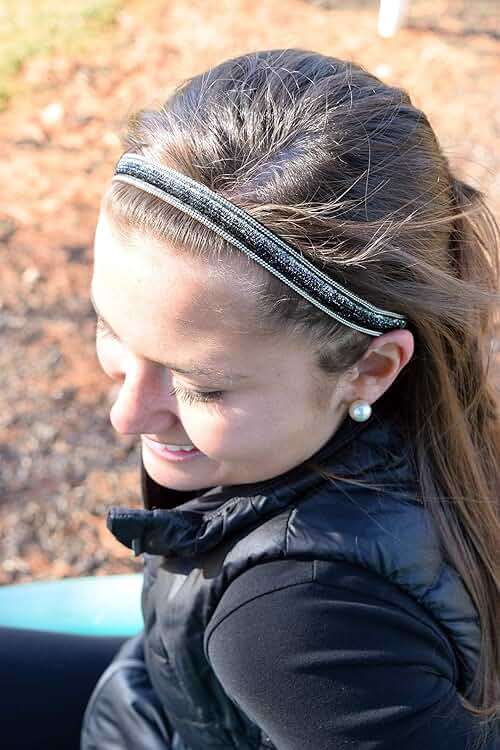 Sweaty Bands Womens Girls Headband - Non-Slip, Velvet-Lined Fashion Hairband - Bling It Ombre' Black 5/8-Inch - Image 3