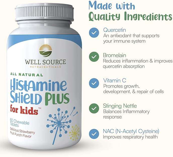 Histamine Shield Plus Natural Antihistamine Supplement, Sinus & Allergy Relief for Pollen, Pet Dander, Dust, Mold, and Odors, 60 Strawberry Fruit Punch Chewable Tablets - Image 7
