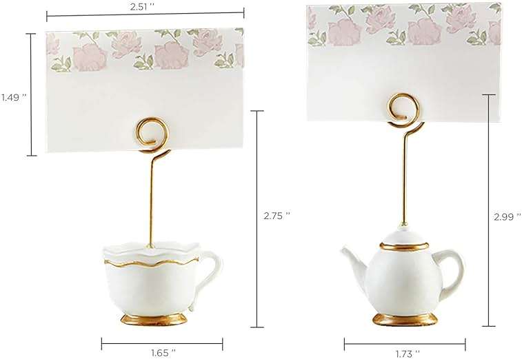 Kate Aspen Tea Time Whimsy Teapot and Teacup Place Card Holders, (6 Set of 6, 36 Pieces), Place Cards Included - Image 3