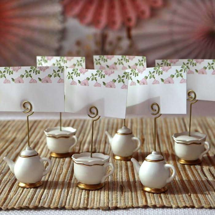 Kate Aspen Tea Time Whimsy Teapot and Teacup Place Card Holders, (6 Set of 6, 36 Pieces), Place Cards Included - Image 4