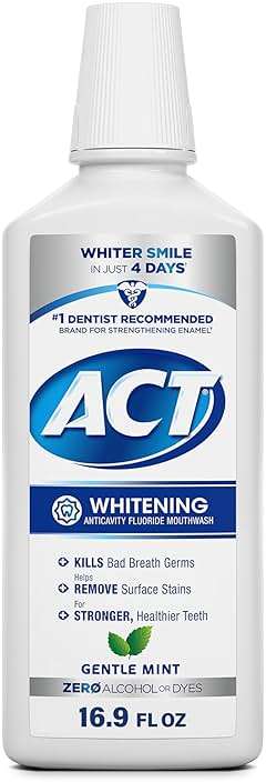 ACT Whitening + Anticavity Fluoride Mouthwash 16.9 fl. oz. With Zero Alcohol, Dye Free, Gentle Mint - Image 1