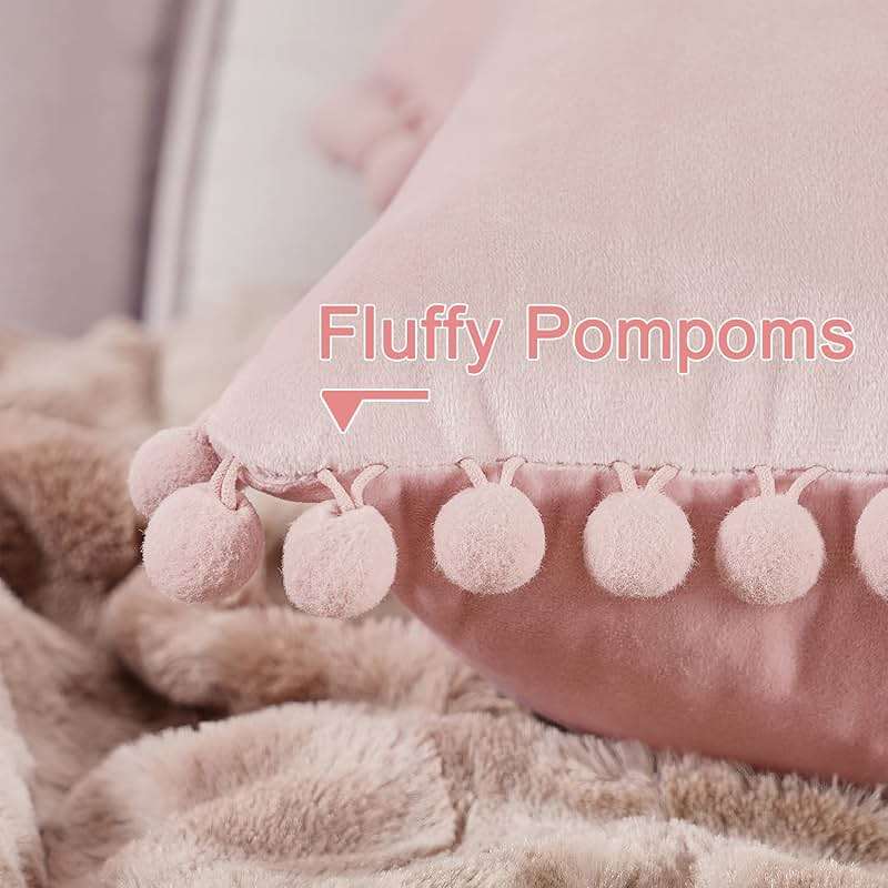 Top Finel Blush Pink 26x26 Euro Pillow Shams Set of 2 Decorative Throw Pillow Covers for Bed, Soft Velvet Couch Pillow Covers with for Bedroom, Spring Cute Aesthetic Home Decor - Image 5