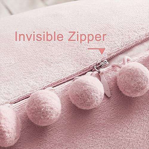Top Finel Blush Pink 26x26 Euro Pillow Shams Set of 2 Decorative Throw Pillow Covers for Bed, Soft Velvet Couch Pillow Covers with for Bedroom, Spring Cute Aesthetic Home Decor - Image 6