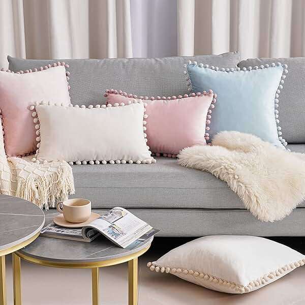 Top Finel Blush Pink 26x26 Euro Pillow Shams Set of 2 Decorative Throw Pillow Covers for Bed, Soft Velvet Couch Pillow Covers with for Bedroom, Spring Cute Aesthetic Home Decor - Image 9