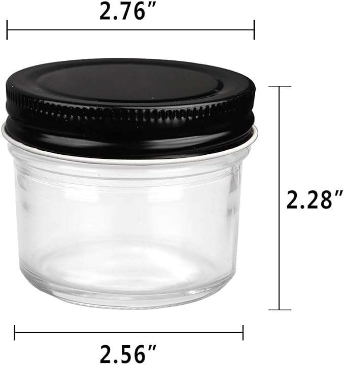 QAPPDA 40 Packs 4oz Glass Mini Mason Jars with Lids(Black), Clear Glass Jars Small Spice Canning Jars for Honey, Jam, Jelly, Wedding Favors, DIY Party Favors, Kitchen Food Storage - Image 3