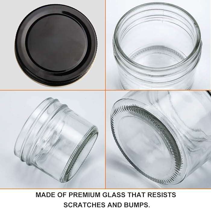 QAPPDA 40 Packs 4oz Glass Mini Mason Jars with Lids(Black), Clear Glass Jars Small Spice Canning Jars for Honey, Jam, Jelly, Wedding Favors, DIY Party Favors, Kitchen Food Storage - Image 4