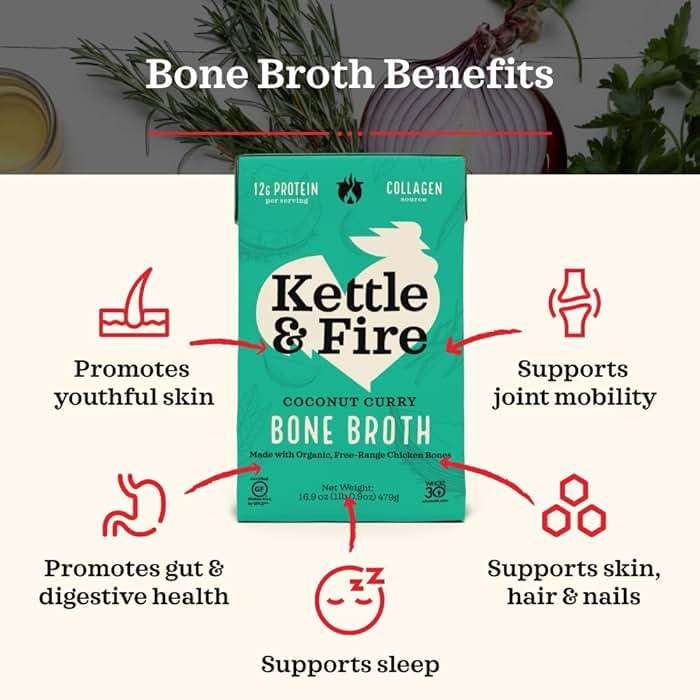 KETTLE & FIRE Coconut Curry Chicken Bone Broth, 16.9 OZ, Packaging may vary - Image 3