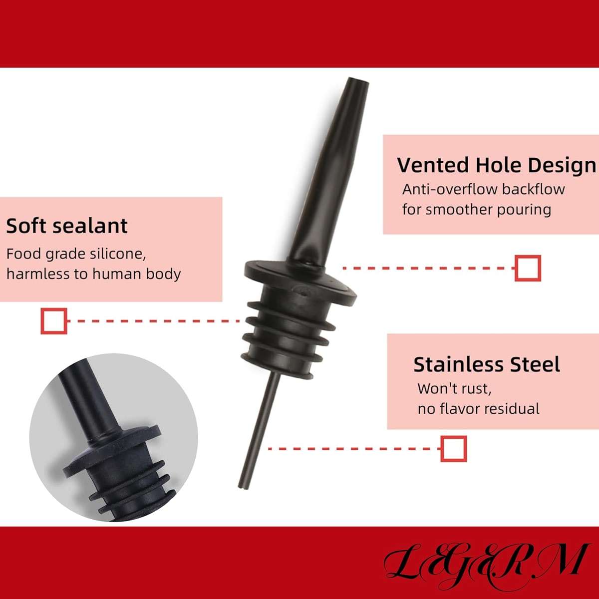 Pour Spouts for Liquor Bottles Speed Pour Pourers with Dust Cap 7+7 - Image 3