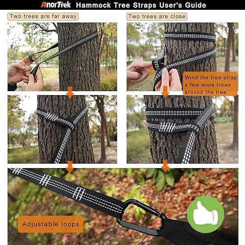 AnorTrek Camping Hammock, Super Lightweight Portable Parachute Hammock with Two Tree Straps Single or Double Nylon Travel Tree Hammocks for Camping Backpacking Hiking - Image 3
