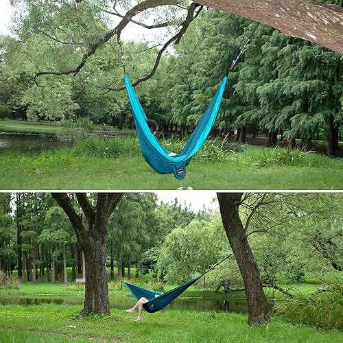 AnorTrek Camping Hammock, Super Lightweight Portable Parachute Hammock with Two Tree Straps Single or Double Nylon Travel Tree Hammocks for Camping Backpacking Hiking - Image 7