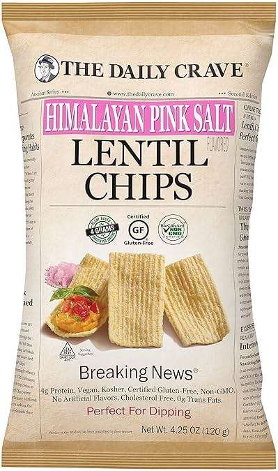 The Daily Crave Himalayan Pink Salt Lentil Chips, 4.25 Oz (Pack Of 8) 4 G Protein, Gluten-Free, Non-Gmo, Kosher, Crunchy - Image 1