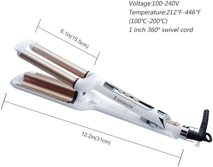 Crimper Hair Iron, Ceramic Hair Crimper Hair Waver 3 Barrel Curling Iron 0.6 inch / 16mm Perm Instant Curls,Hair Crimper and Wavers, Valentines Mothers Day Gifts for Women (Champagne) - Image 7